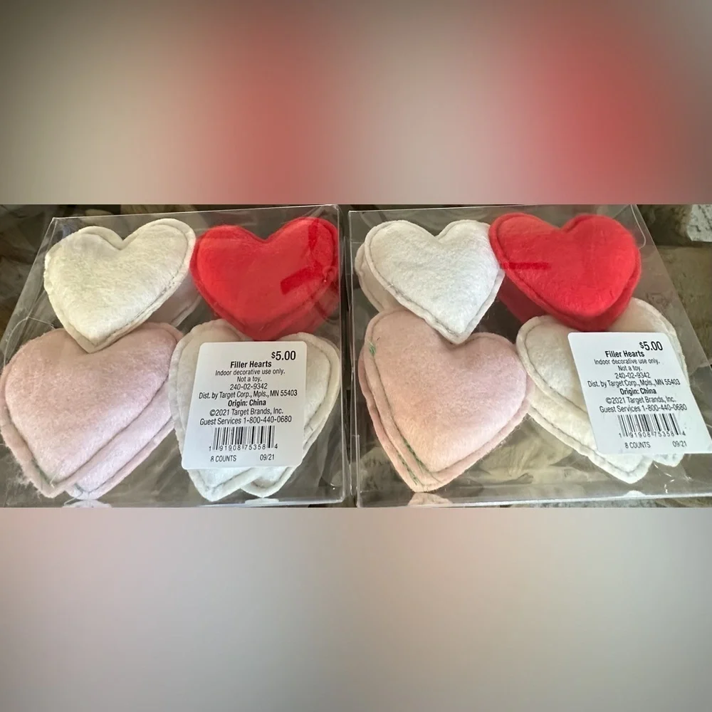 ‼️RARE‼️🎸SPRITZ🎸🔥NWT🔥Felt Stuffed Hearts-Pink, White, & Red (16)